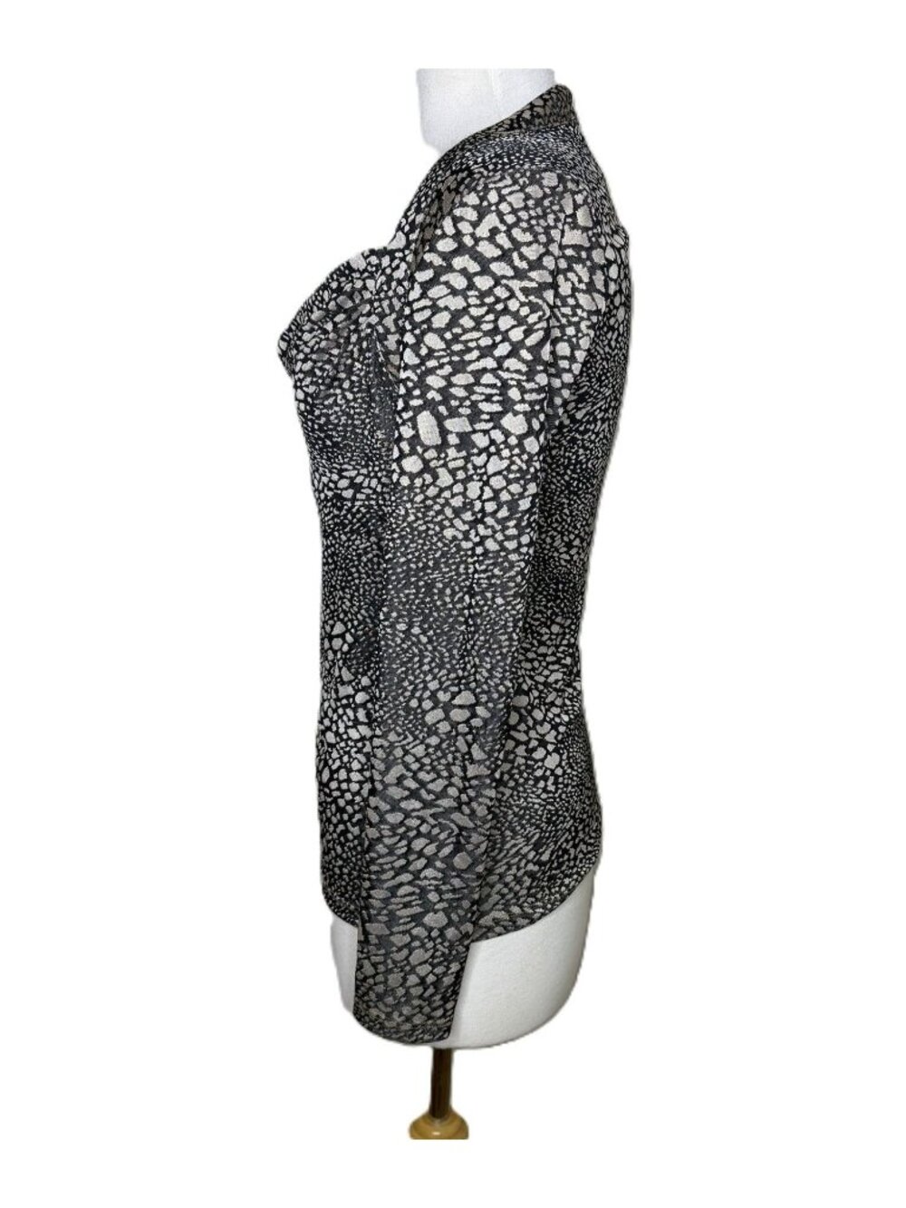 Vintage Y2K Metallic Animal Print Going Out Top, Long Sleeve Cowl Neck, Small - Picture 3 of 7